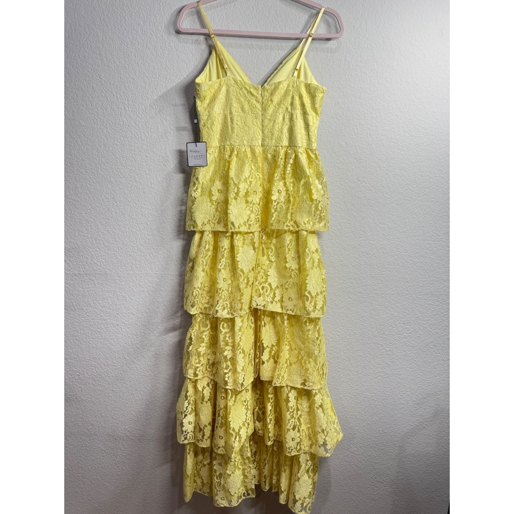 Laundry by Shelli Segal Lace Maxi Dress Size 2 XS Small yellow Tiered Ruffle NWT - Picture 6 of 11
